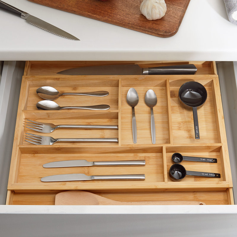 Symple Stuff Extendable Adjustable Bamboo Cutlery Tray & Reviews